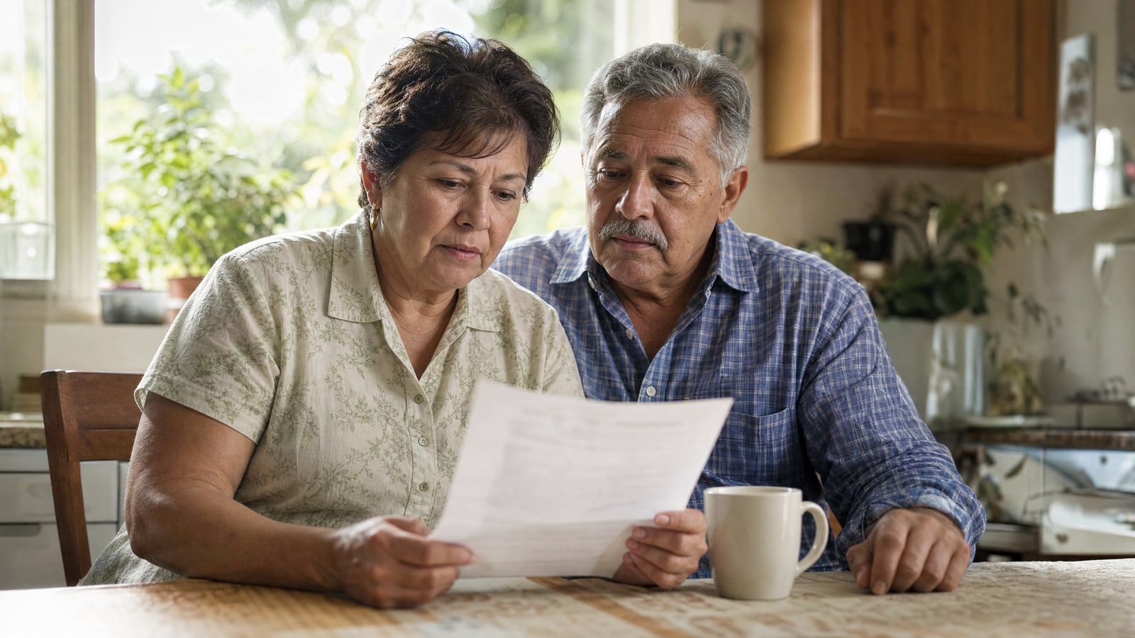 Florida Medicare beneficiary at a kitchen table reading a plan non-renewal letter ahead of the 2027 plan year